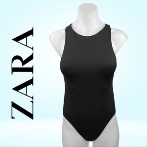 Zara Black Bodysuit Elegant Top Size M